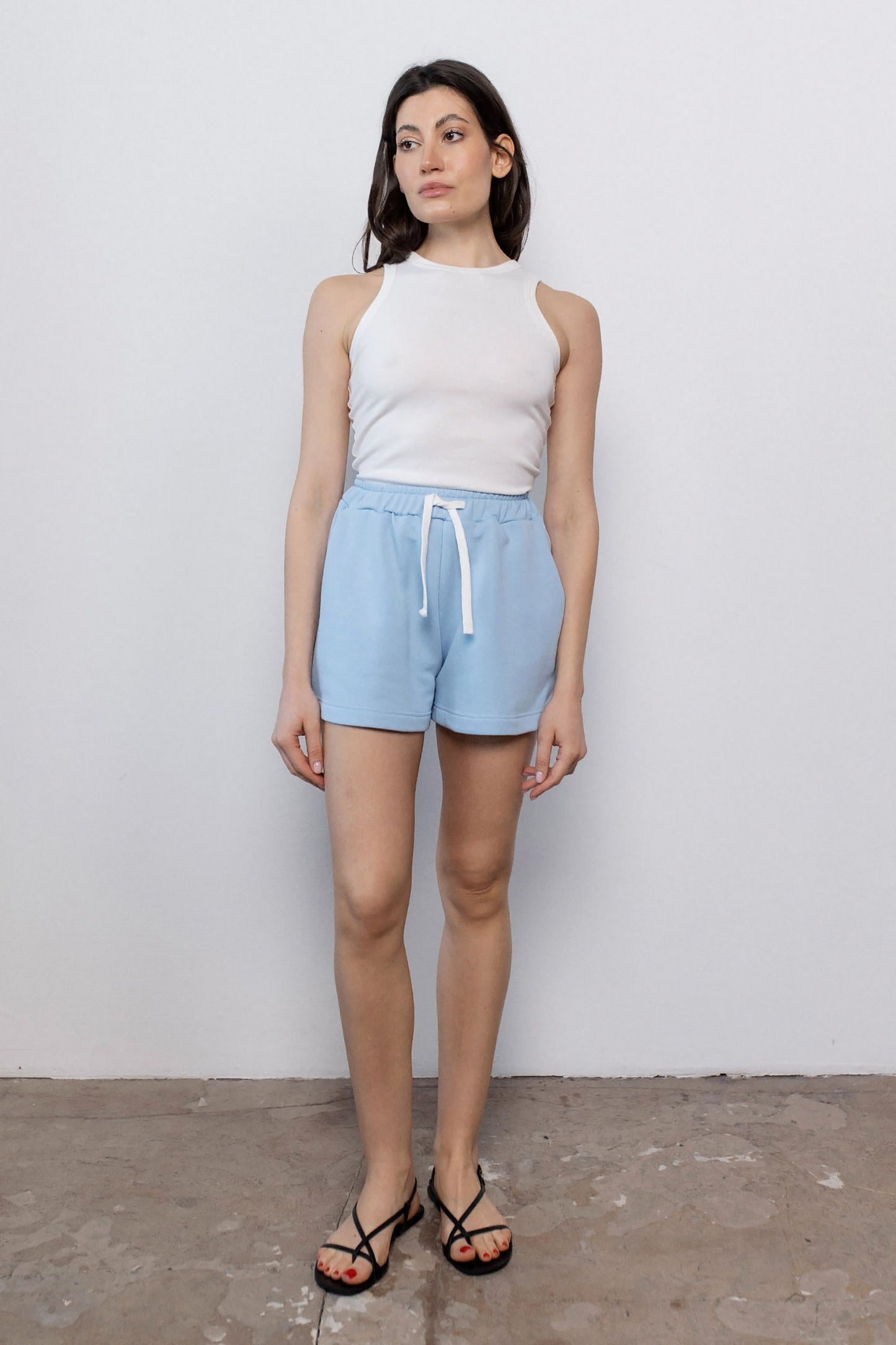 cyan-cotton-shorts-front