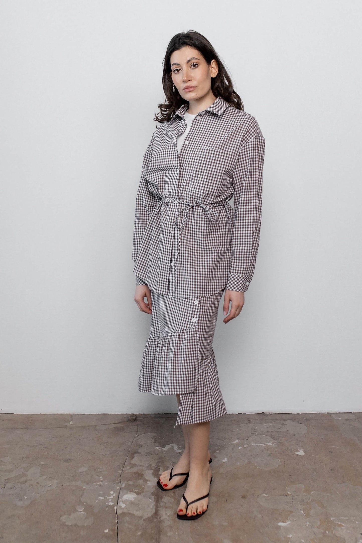 gingham-midi-skirt-chocolate-cotton-buttoned