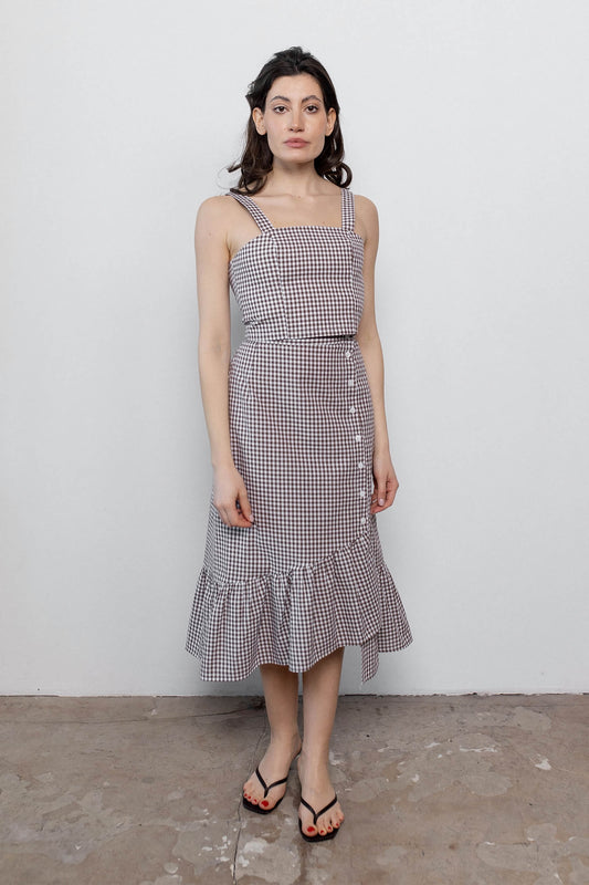 gingham-midi-skirt-chocolate-cotton-front