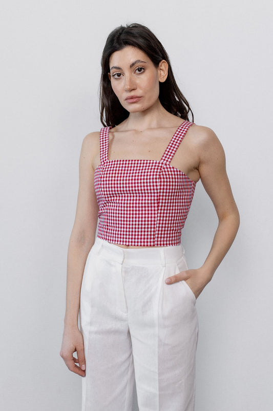 gingham-red-cotton-crop-top-detail
