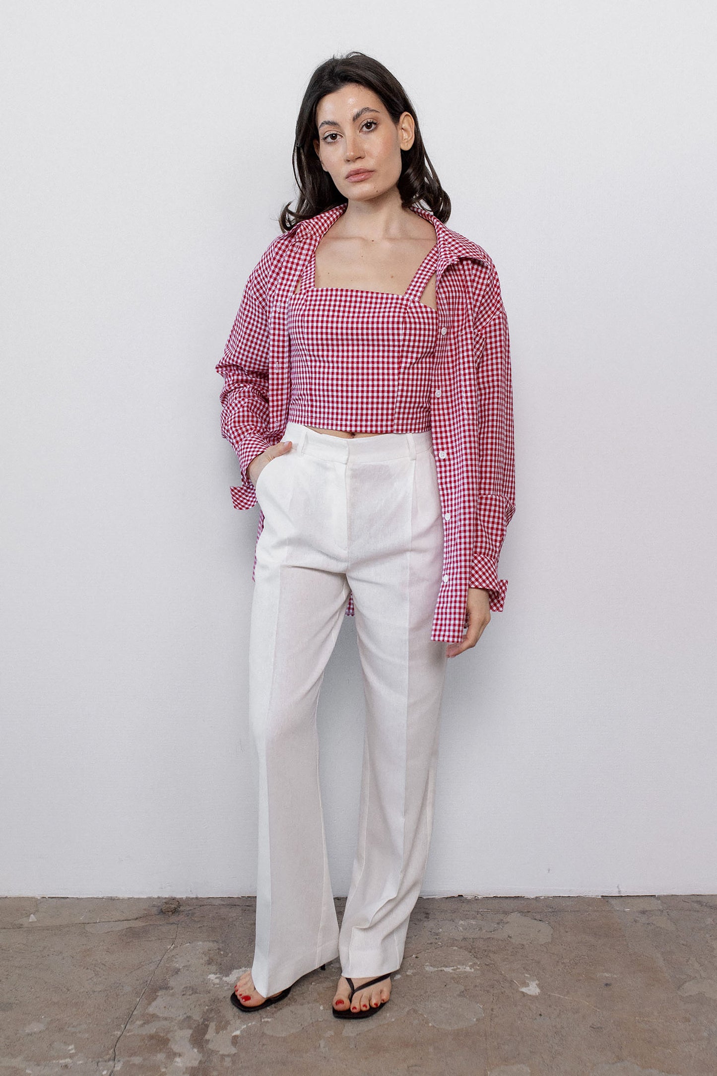 gingham-red-cotton-crop-top-suit