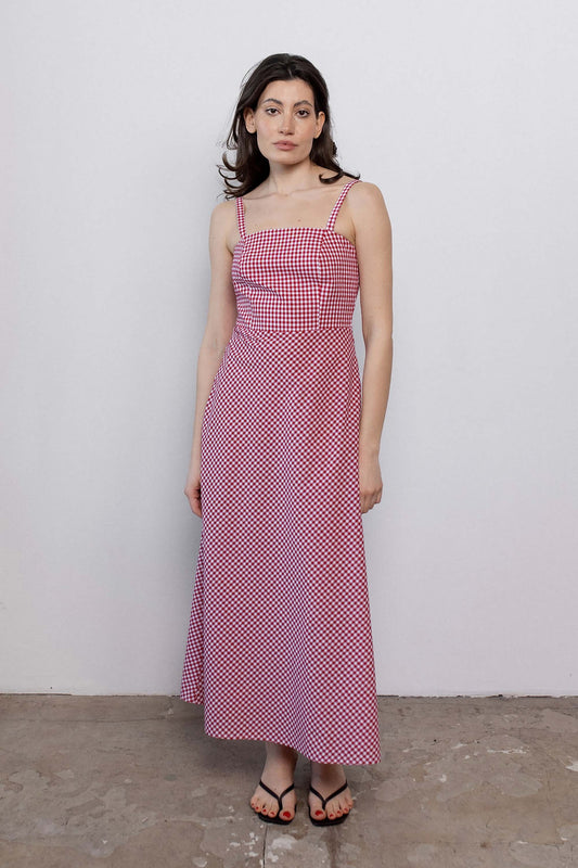 gingham-red-cotton-straight-dress